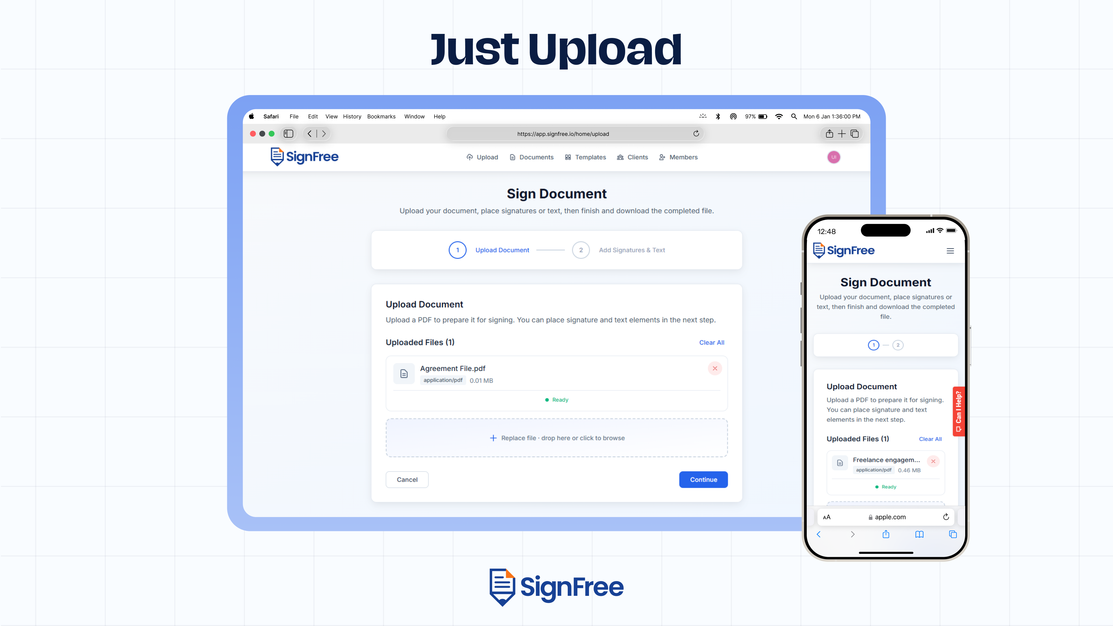SignFree dashboard screenshot