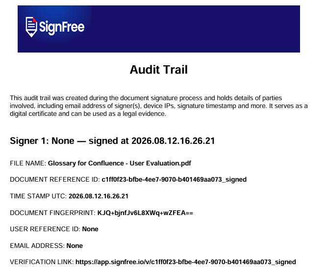SignFree — Integrity certificate in the PDF