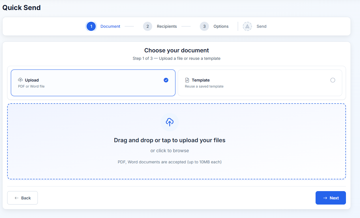 SignFree — Send for signature