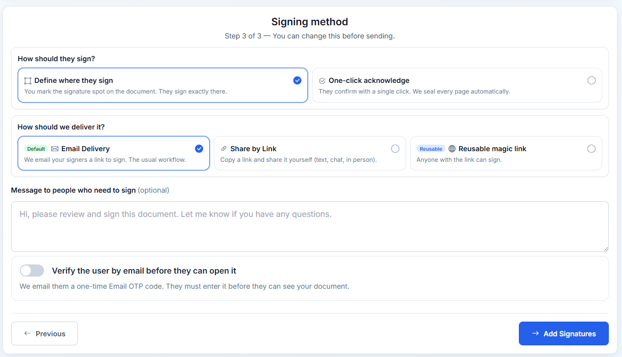 SignFree — Templates